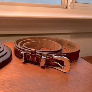 Vintage Cowboy Western Brown Leather Belt, Made in USA, Men’s Size 36